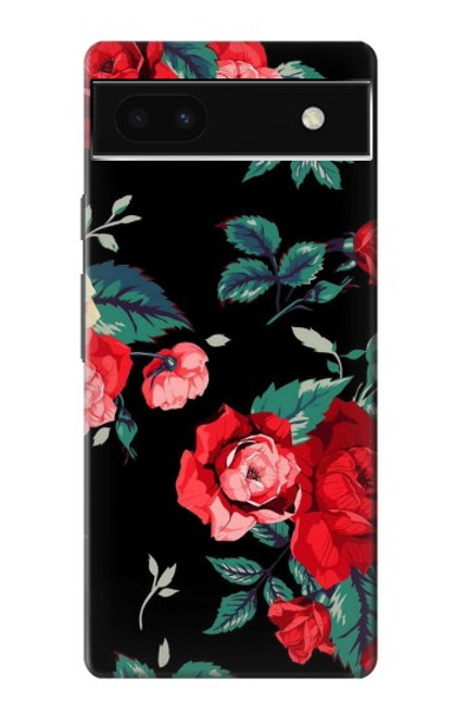 S3112 Motif floral Rose Noir Etui Coque Housse pour Google Pixel 6a