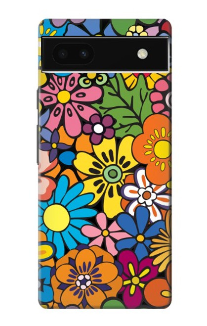 S3281 Motif coloré Hippie Fleurs Etui Coque Housse pour Google Pixel 6a