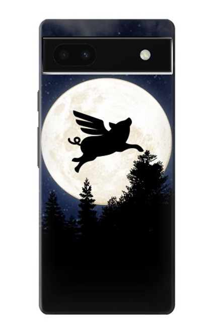 S3289 Cochon Volant Pleine Lune Nuit Etui Coque Housse pour Google Pixel 6a