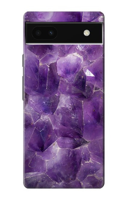 S3713 Graphique violet améthyste à quartz imprimé Etui Coque Housse pour Google Pixel 6a