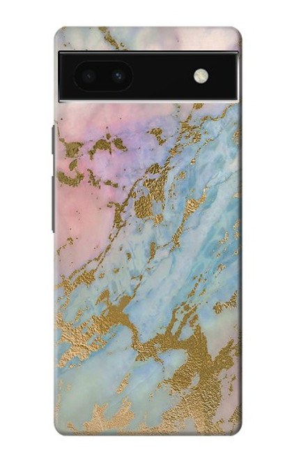 S3717 Imprimé graphique en marbre bleu pastel or rose Etui Coque Housse pour Google Pixel 6a