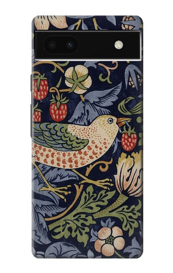 S3791 William Morris Strawberry Thief Fabric Etui Coque Housse pour Google Pixel 6a