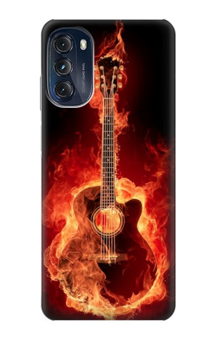 S0415 Graver guitare feu Etui Coque Housse pour Motorola Moto G (2022)