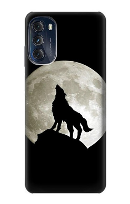 S1981 Loup hurlant à la lune Etui Coque Housse pour Motorola Moto G (2022)