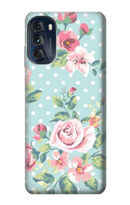 S3494 Rose à pois millésimé Etui Coque Housse pour Motorola Moto G (2022)