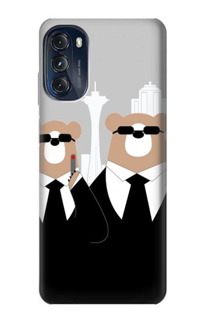 S3557 Ours en Costume Noir Etui Coque Housse pour Motorola Moto G (2022)