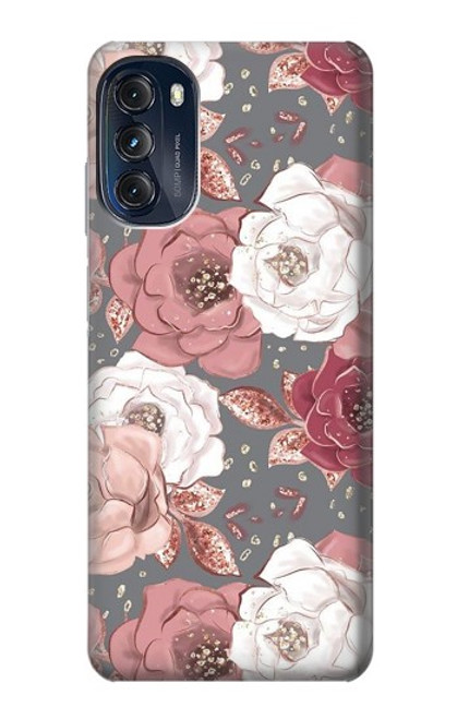 S3716 Motif floral rose Etui Coque Housse pour Motorola Moto G (2022)