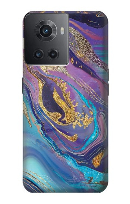 S3676 Pierre de marbre abstraite colorée Etui Coque Housse pour OnePlus Ace