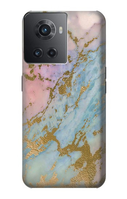 S3717 Imprimé graphique en marbre bleu pastel or rose Etui Coque Housse pour OnePlus Ace