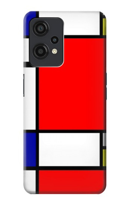 S0157 Composition Rouge Bleu Jaune Etui Coque Housse pour OnePlus Nord CE 2 Lite 5G