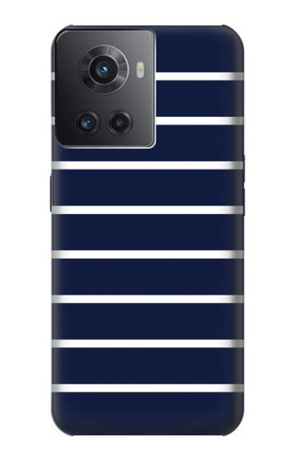 S2767 Marine rayé blanc Etui Coque Housse pour OnePlus 10R