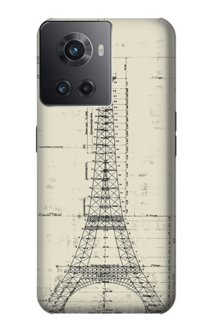 S3474 Dessin Architectural Eiffel Etui Coque Housse pour OnePlus 10R