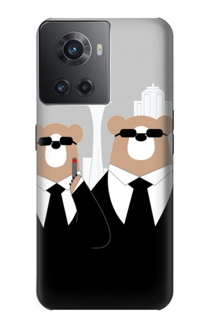 S3557 Ours en Costume Noir Etui Coque Housse pour OnePlus 10R