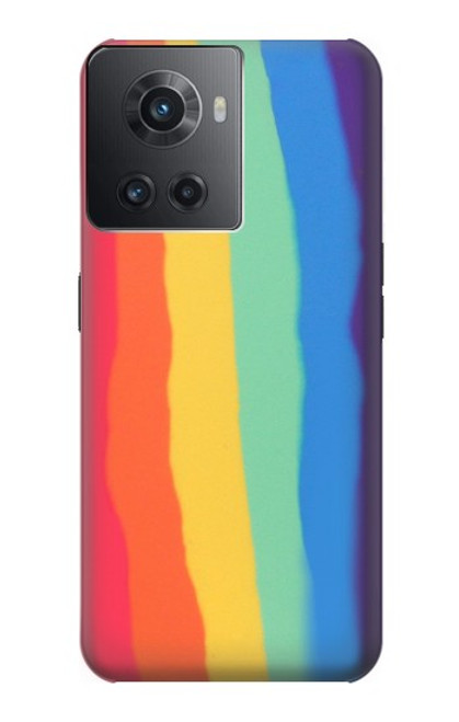 S3799 Arc-en-ciel aquarelle vertical mignon Etui Coque Housse pour OnePlus 10R