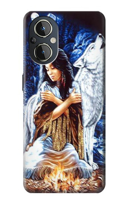 S0147 Loup Fille indienne Etui Coque Housse pour OnePlus Nord N20 5G