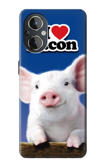 S0608 Je aime Bacon bébé mignon de porc Etui Coque Housse pour OnePlus Nord N20 5G