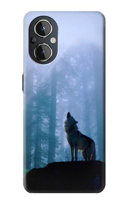 S0935 Loup Hurlant dans la forêt Etui Coque Housse pour OnePlus Nord N20 5G