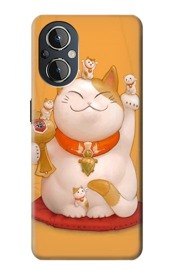 S1217 Maneki Neko Lucky Cat Etui Coque Housse pour OnePlus Nord N20 5G