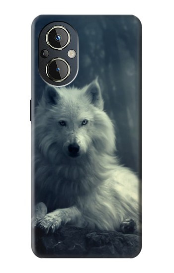 S1516 Loup blanc Etui Coque Housse pour OnePlus Nord N20 5G