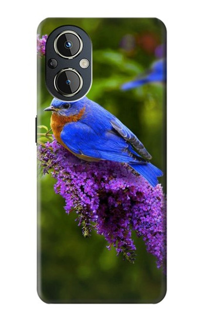 S1565 Oiseau bleu de bonheur Bleu Oiseau Etui Coque Housse pour OnePlus Nord N20 5G