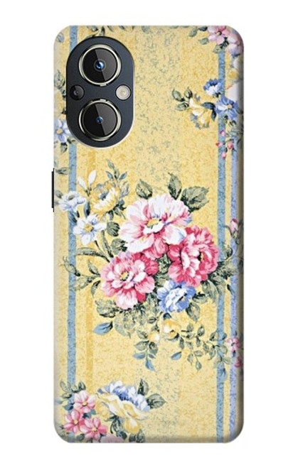 S2229 Fleurs millésimé Etui Coque Housse pour OnePlus Nord N20 5G