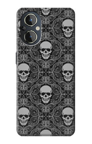 S2371 Crâne Motif monochrome Millésime Etui Coque Housse pour OnePlus Nord N20 5G