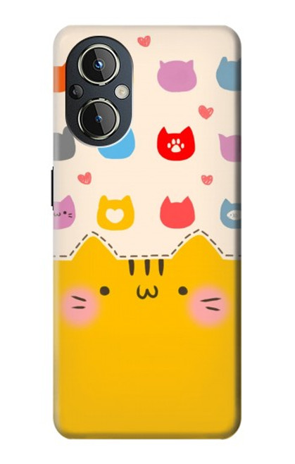 S2442 Chat mignon drôle Dessin animé Etui Coque Housse pour OnePlus Nord N20 5G