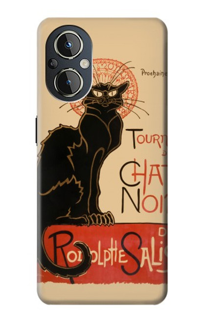 S2739 Chat Noir Noir Chat Millésime Etui Coque Housse pour OnePlus Nord N20 5G