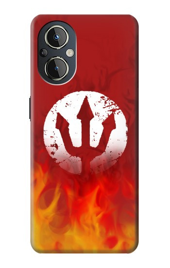 S2803 Feu Rouge Diable Lance Symbole Etui Coque Housse pour OnePlus Nord N20 5G