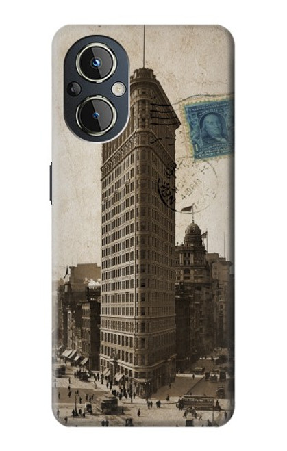 S2832 New York 1903 Flatiron Cartes Postales Bâtiment Etui Coque Housse pour OnePlus Nord N20 5G