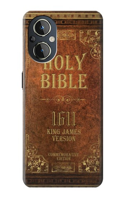 S2890 Holy Bible King James Version 1611 Etui Coque Housse pour OnePlus Nord N20 5G