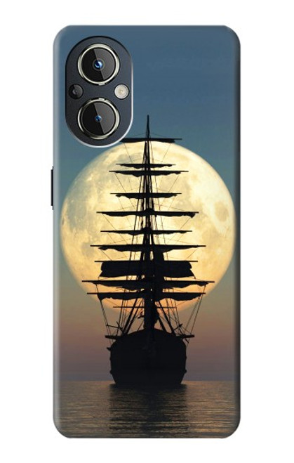 S2897 Pirate Ship Lune Nuit Etui Coque Housse pour OnePlus Nord N20 5G