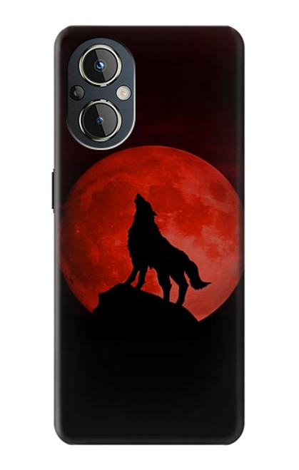 S2955 Loup Hurlant Rouge Lune Etui Coque Housse pour OnePlus Nord N20 5G