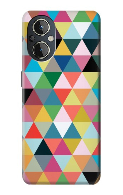 S3049 Triangles Couleurs vibrantes Etui Coque Housse pour OnePlus Nord N20 5G