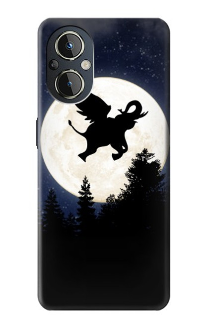 S3323 Voler l'Eléphant Nuit de pleine lune Etui Coque Housse pour OnePlus Nord N20 5G