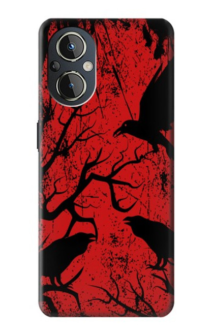 S3325 Corbeau Noir Sang Arbre Etui Coque Housse pour OnePlus Nord N20 5G