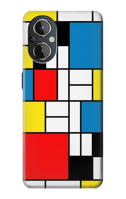 S3814 Composition de dessin au trait Piet Mondrian Etui Coque Housse pour OnePlus Nord N20 5G