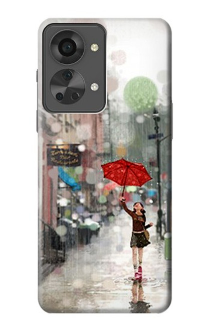 S0108 Fille sous la pluie Etui Coque Housse pour OnePlus Nord 2T