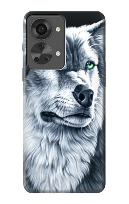 S0123 Loup blanc Etui Coque Housse pour OnePlus Nord 2T