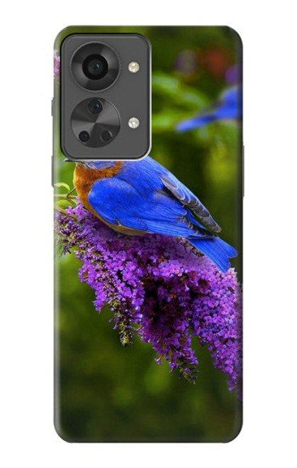 S1565 Oiseau bleu de bonheur Bleu Oiseau Etui Coque Housse pour OnePlus Nord 2T