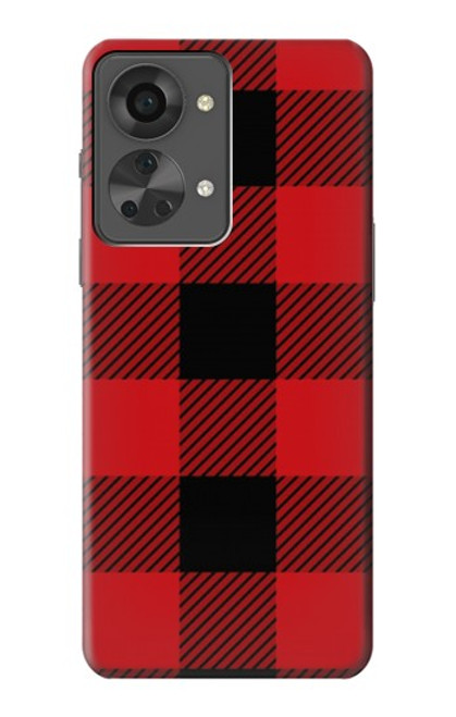 S2931 Rouge Buffle motif de vérification Etui Coque Housse pour OnePlus Nord 2T