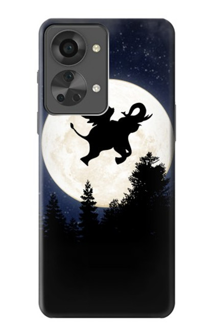 S3323 Voler l'Eléphant Nuit de pleine lune Etui Coque Housse pour OnePlus Nord 2T