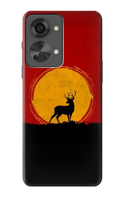 S3513 Coucher de soleil de Deer Etui Coque Housse pour OnePlus Nord 2T