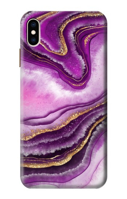 S3896 Stries d'or en marbre violet Etui Coque Housse pour iPhone XS Max