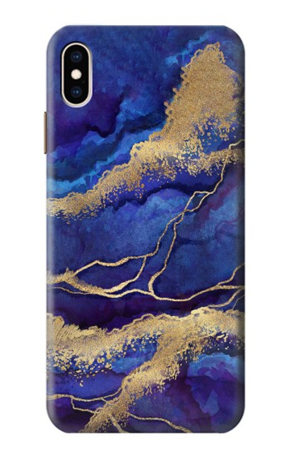 S3906 Marbre violet bleu marine Etui Coque Housse pour iPhone XS Max