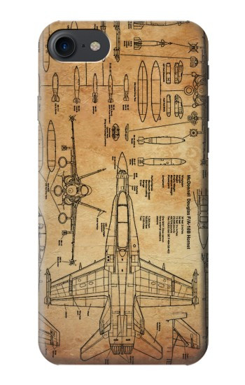 S3868 Plan d'avion vieux papier Etui Coque Housse pour iPhone 7, iPhone 8, iPhone SE (2020) (2022)