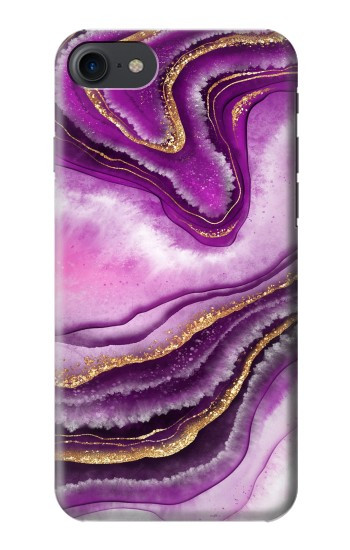 S3896 Stries d'or en marbre violet Etui Coque Housse pour iPhone 7, iPhone 8, iPhone SE (2020) (2022)