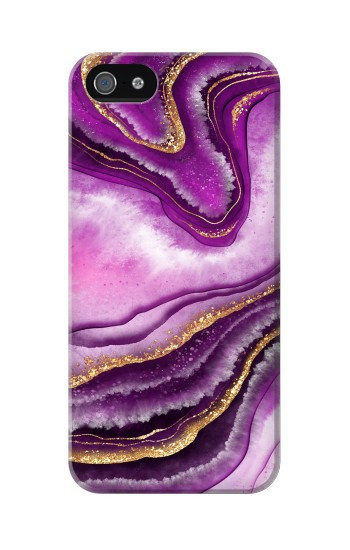 S3896 Stries d'or en marbre violet Etui Coque Housse pour iPhone 5 5S SE