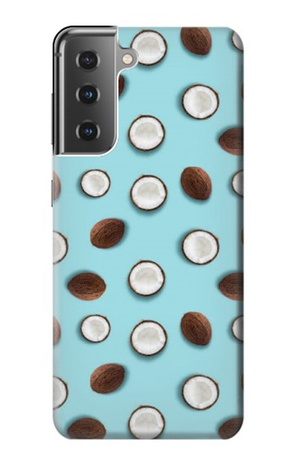 S3860 Motif à pois de noix de coco Etui Coque Housse pour Samsung Galaxy S21 Plus 5G, Galaxy S21+ 5G