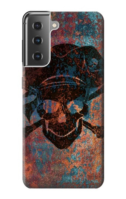 S3895 Pirate Crâne Métal Etui Coque Housse pour Samsung Galaxy S21 Plus 5G, Galaxy S21+ 5G